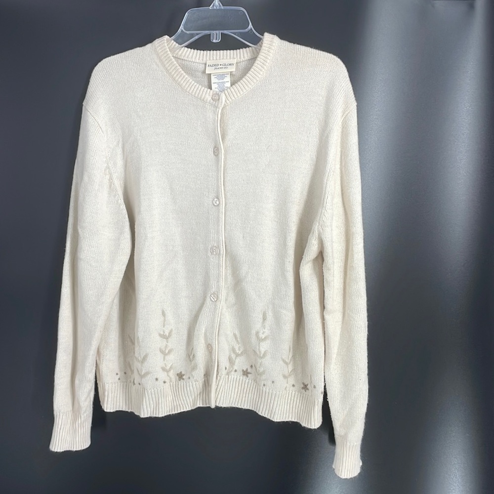 Vintage Faded Glory button down sweater women size XL